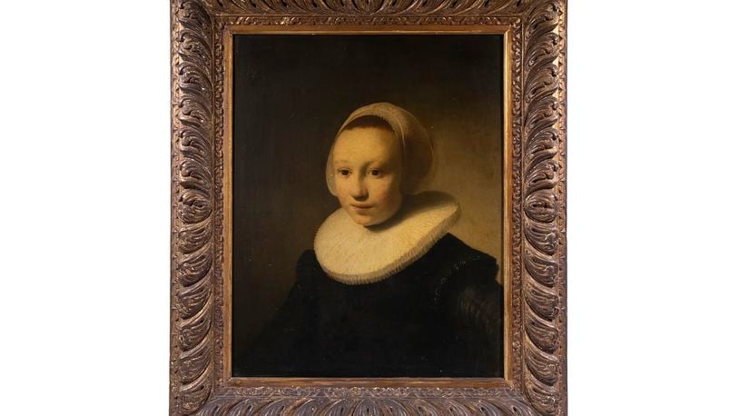 This undated photo provided by Thomaston Place Auction Galleries shows a 17th century painting, "Portrait of a Girl," by the Dutch artist Rembrandt, which was sold at auction for $1.4 million on Aug. 24 by Thomaston Place Auction Galleries in Thomaston, Maine. (Thomaston Place Auction Galleries via AP)