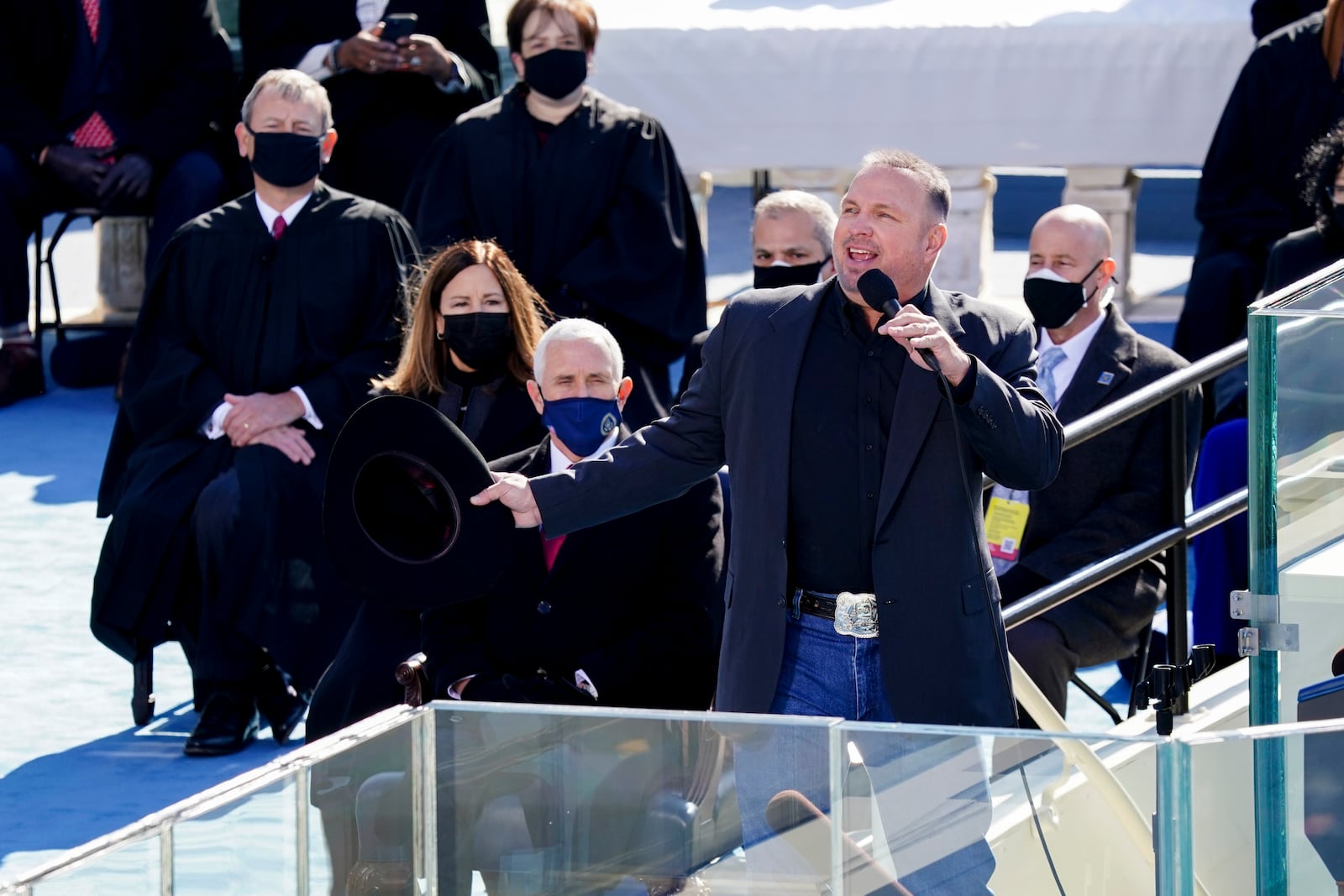 FILE - Singer Garth Brooks performs during the 59th Presidential Inauguration at the U.S. Capitol, Jan. 20, 2021, in Washington. (Kevin Dietsch/Pool Photo via AP, File)