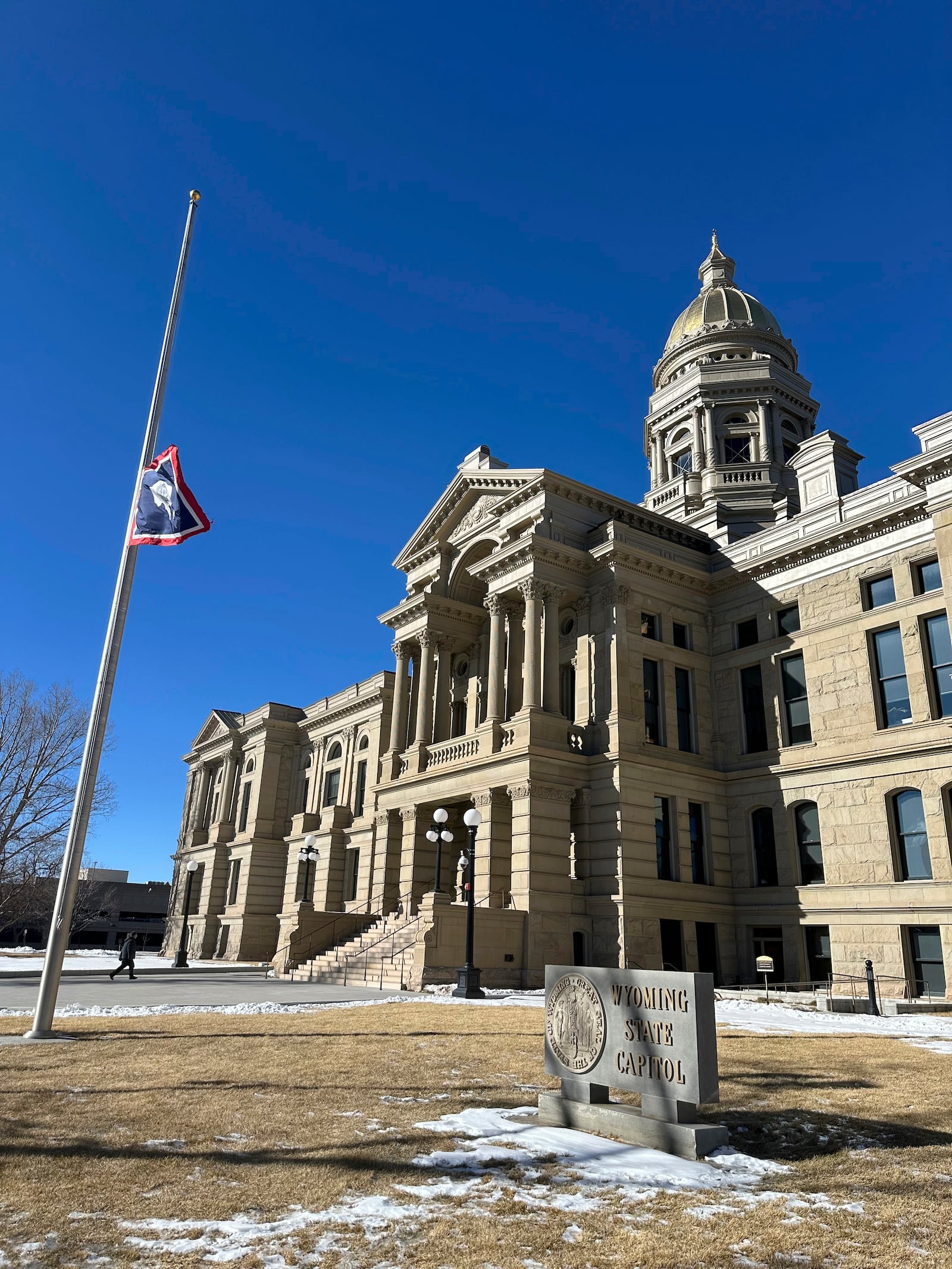 The Wyoming Capitol, where Freedom Caucus lawmakers have taken control of the state House of Representatives, is seen Monday, Jan. 13, 2025, in Cheyenne, Wyo. (AP Photo/Mead Gruver)