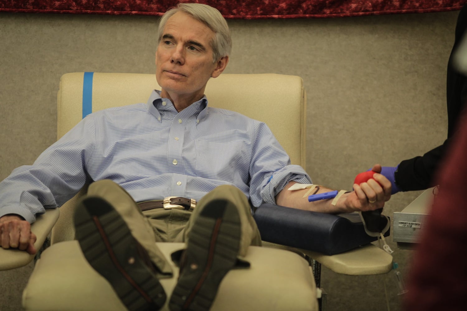 Senator Rob Portman at the Community Blood Center