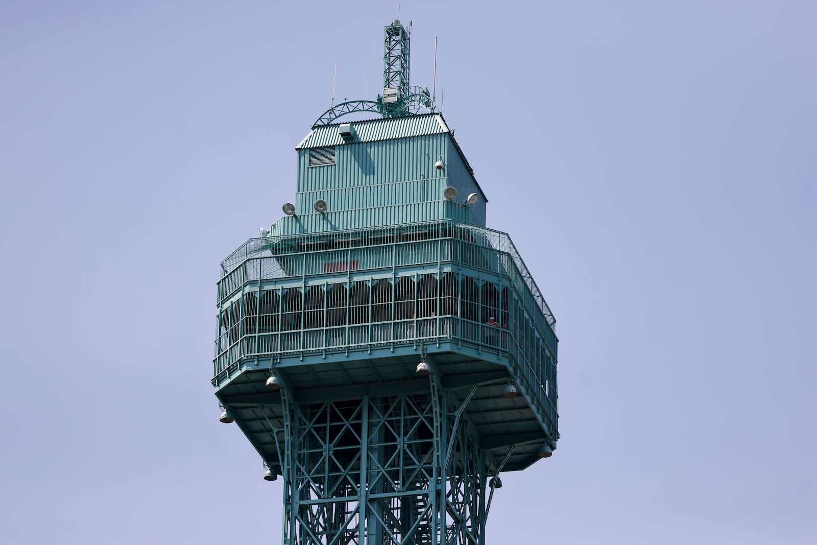 Kings Island visitors get a view from the top of the Eiffel Tower Friday, June 9, 2023 in Mason. NICK GRAHAM/STAFF