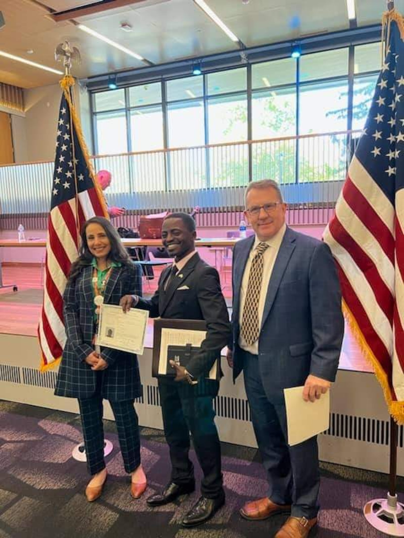 Neayambeje Kalinda recently became a United States citizen after immigrating to the U.S. in 2015. He spent a total of 22 years in a refugee camp in Uganda with his family. He is shown at his official citizen oath ceremony earlier this year. CONTRIBUTED