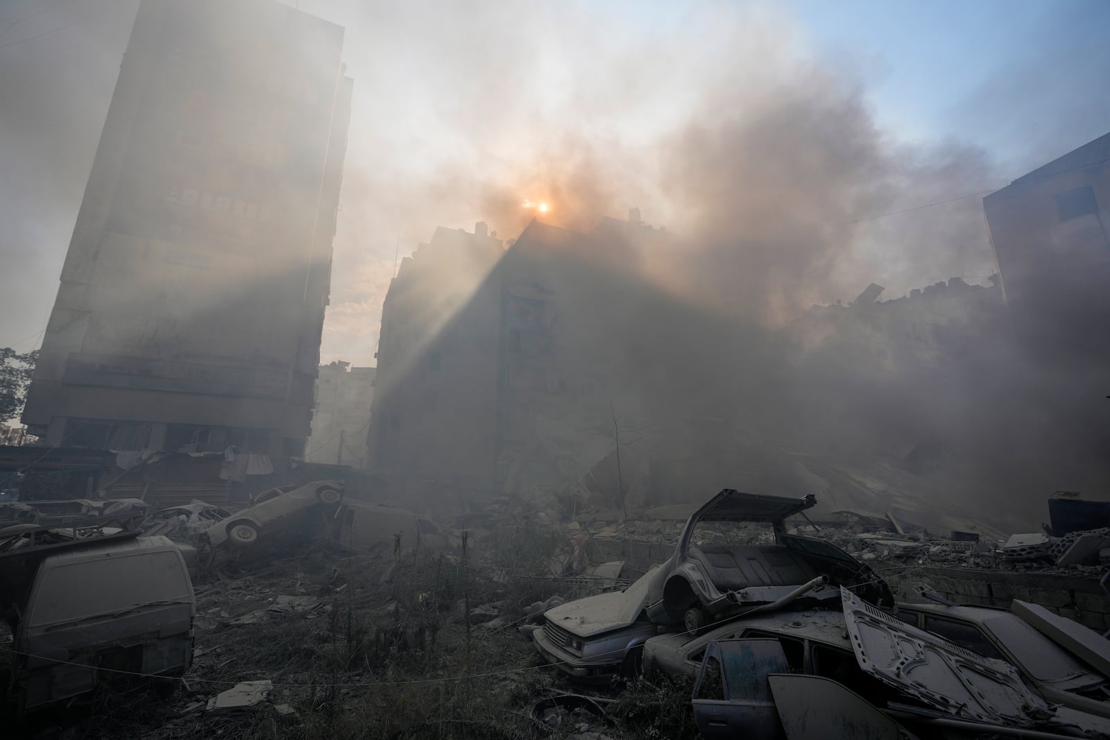 Smoke rises from the site of an Israeli airstrike in Dahiyeh, Beirut, Lebanon, Friday, Nov. 1, 2024. (AP Photo/Hassan Ammar)