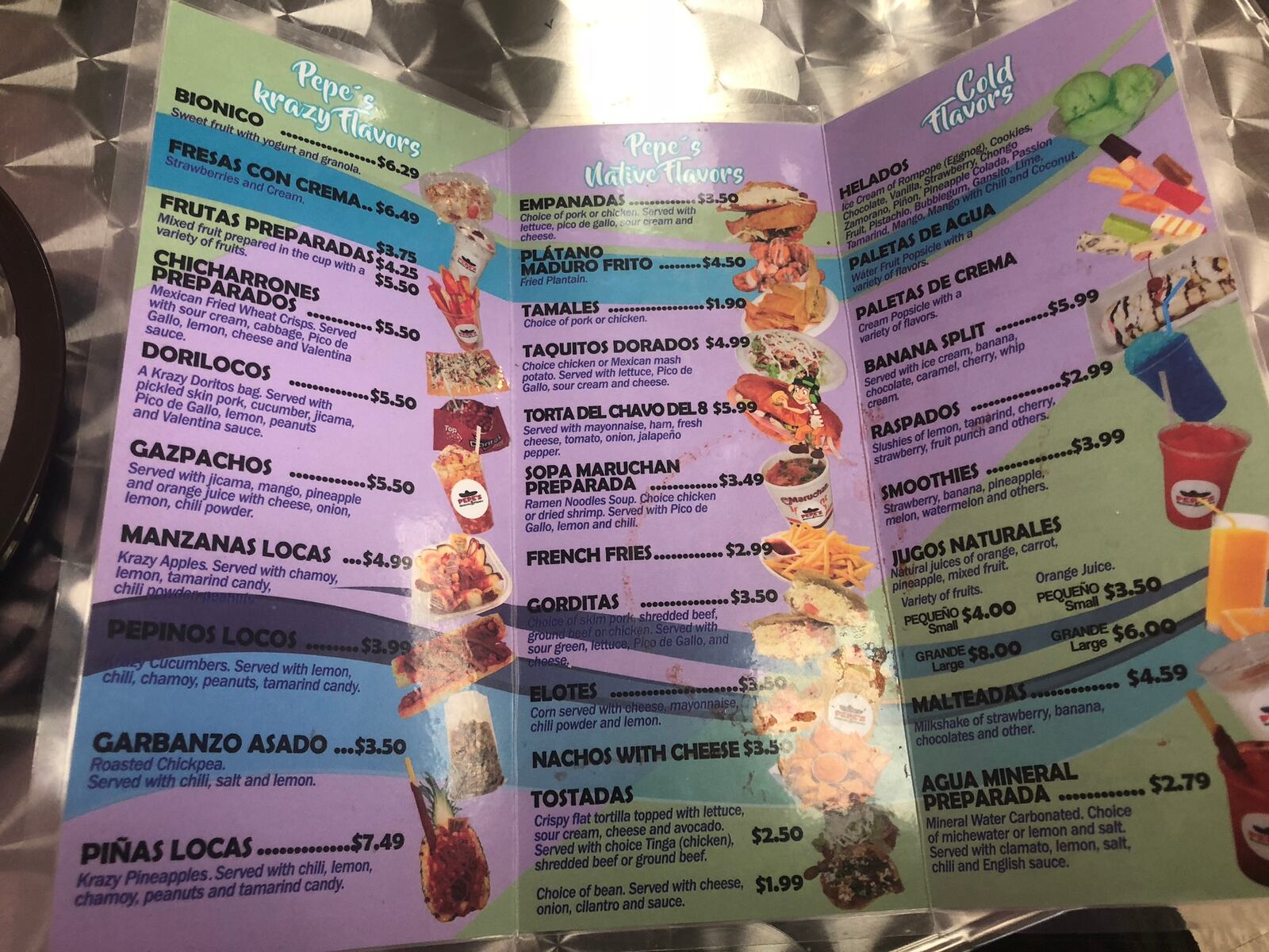 Pepe's Mexican Flavor's menu includes burritos and tacos.