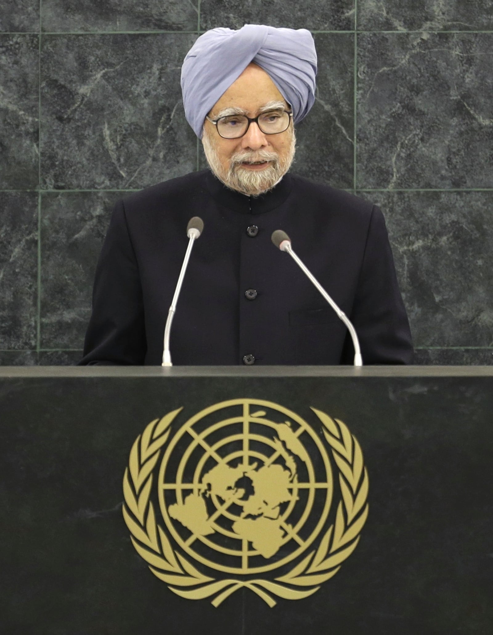 FILE - Indian Prime Minister Manmohan Singh speaks during the 68th session of the General Assembly at United Nations headquarters, Saturday, Sept. 28, 2013. (AP Photo/Seth Wenig, File)