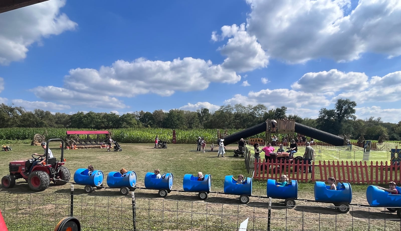 Barrel train rides are just part of the fun at Brown's Family Farm Market in Hamilton. CONTRIBUTED