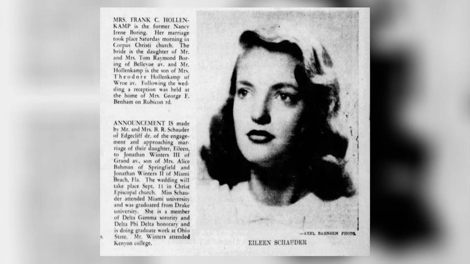 Jonathan Winters wife Eileen Schauder. DAYTON DAILY NEWS ARCHIVE