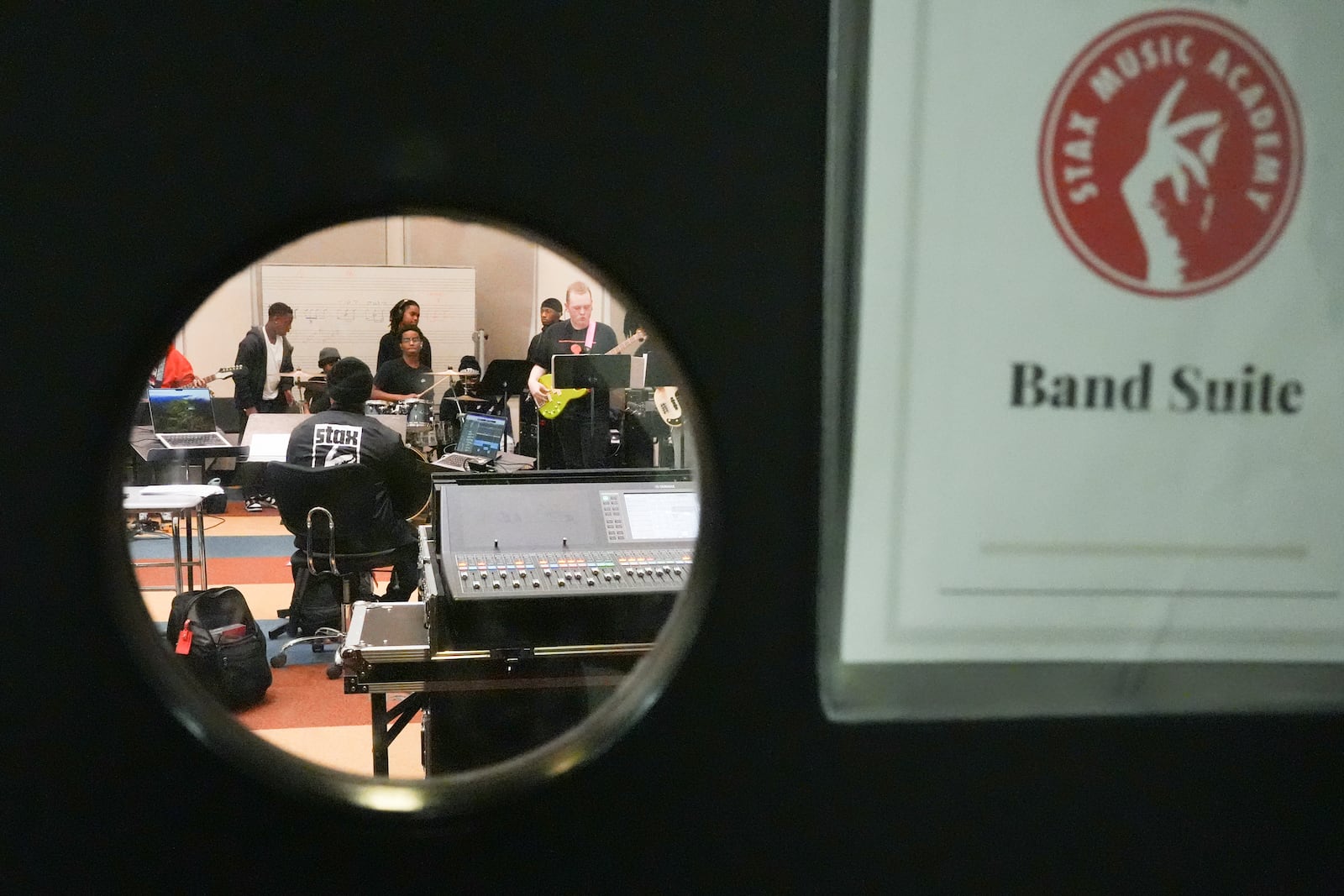 Stax Music Academy band members rehearse Thursday, Jan. 30, 2025, in Memphis, Tenn. (AP Photo/George Walker IV)