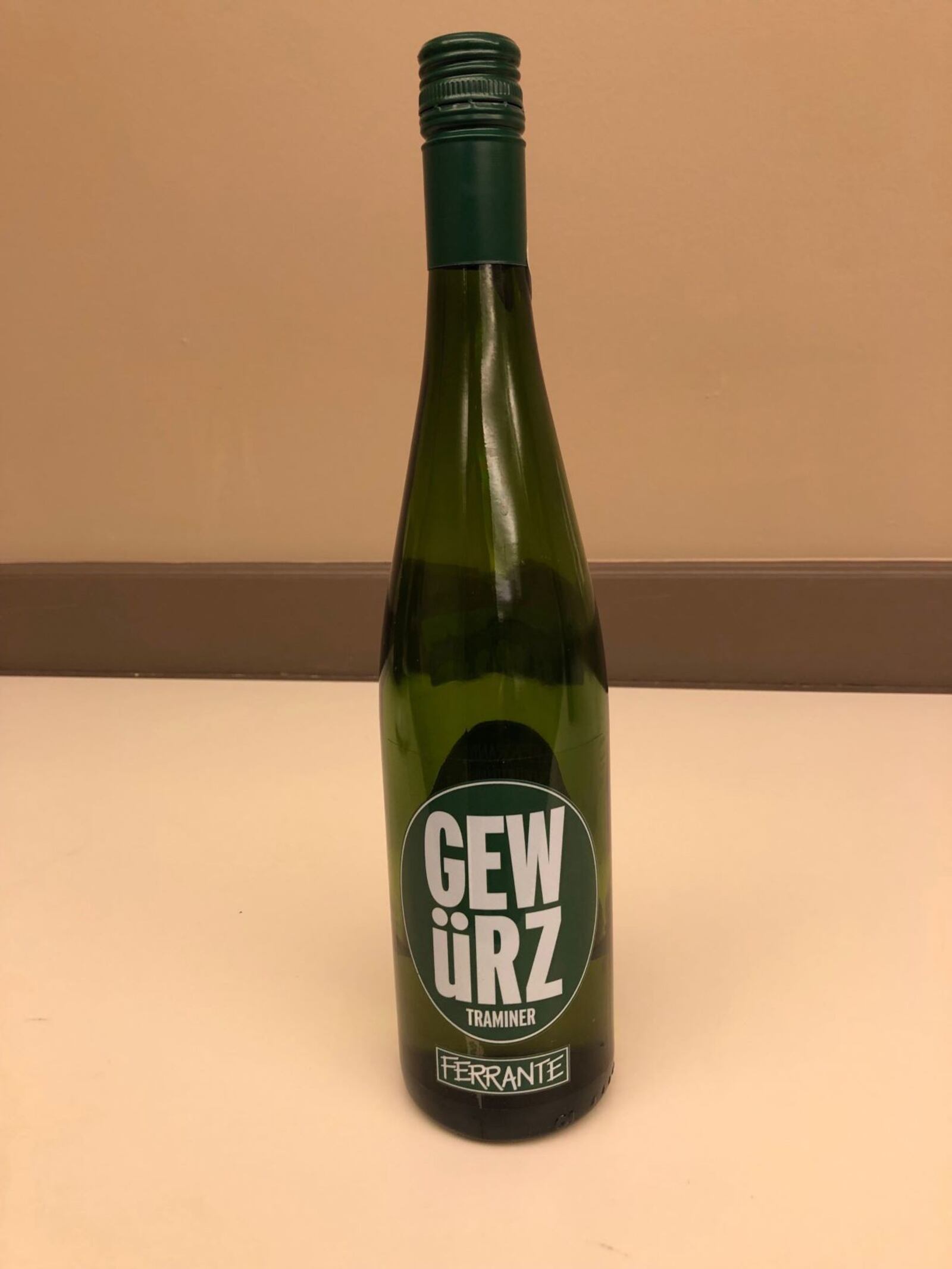 The 2017 Ferrante Winery Gewurztraminer that won "Best of Show at the 2019 Ohio Wine Competition.