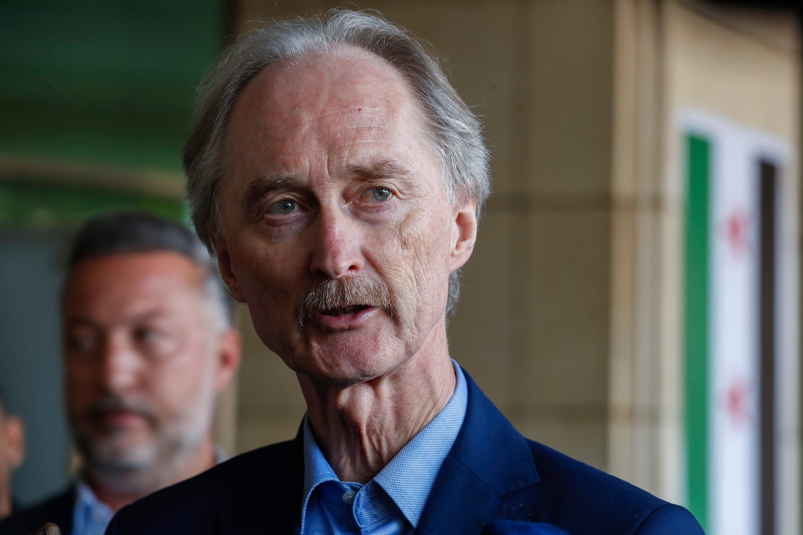 Geir Pedersen, the United Nations' special envoy to Syria, speaks to journalists in Damascus, Syria, Wednesday, Dec. 18, 2024. (AP Photo/Omar Sanadiki)