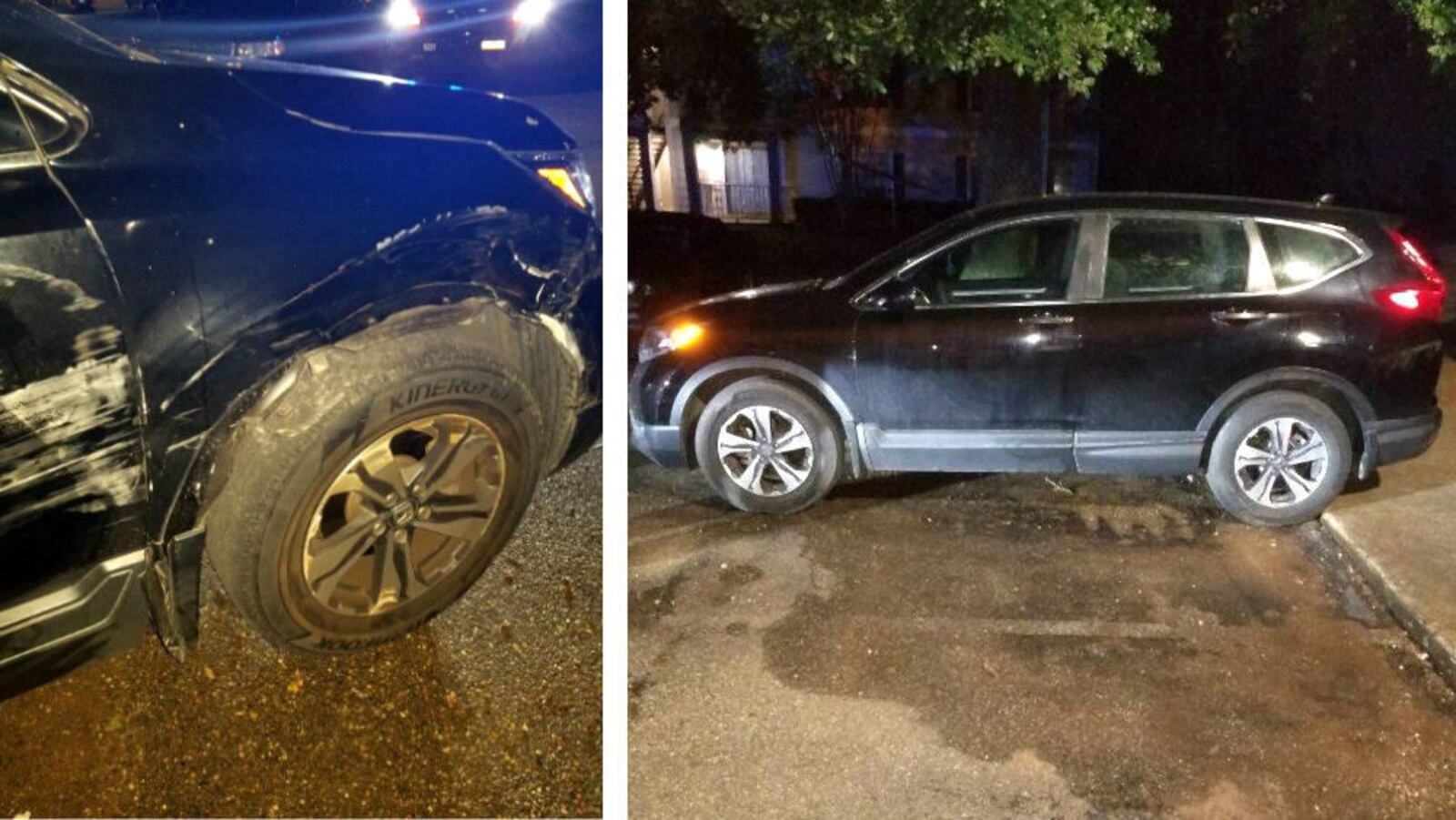 A Honda CRV belonging to Aniah Blanchard, 19, of Homewood, Ala., is seen in an apartment complex parking lot in Montgomery, where it was found Oct. 25, 2019, following Blanchard's disappearance two days earlier outside an Auburn gas station.