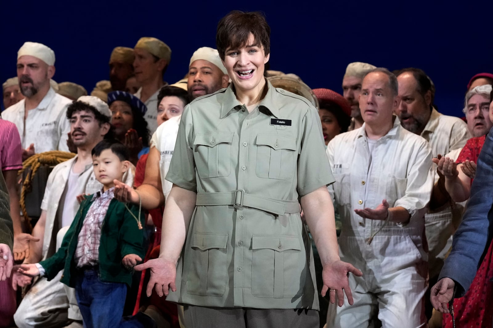 Soprano Lise Davidsen performs as Leonore, during a dress rehearsal of Beethoven's "Fidelio," at New York's Metropolitan Opera, Friday, Feb. 28, 2025. (AP Photo/Richard Drew)