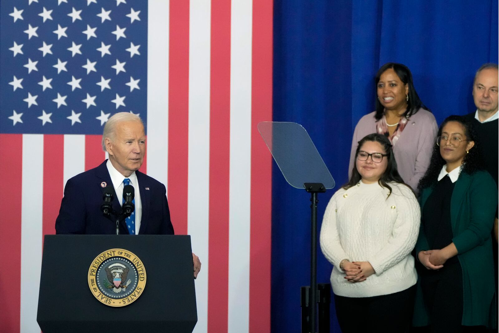 President Joe Biden speaks at the Department of Labor in Washington, Monday, Dec. 16, 2024. (AP Photo/Mark Schiefelbein)