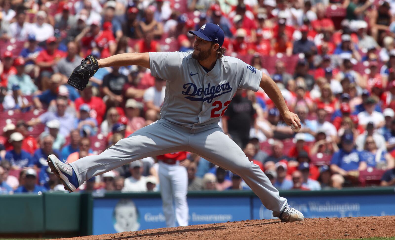 Dodgers starter Clayton Kershaw pitches against the Reds on Thursday, June 8, 2023, at Great American Ball Park in Cincinnati. David Jablonski/Staff