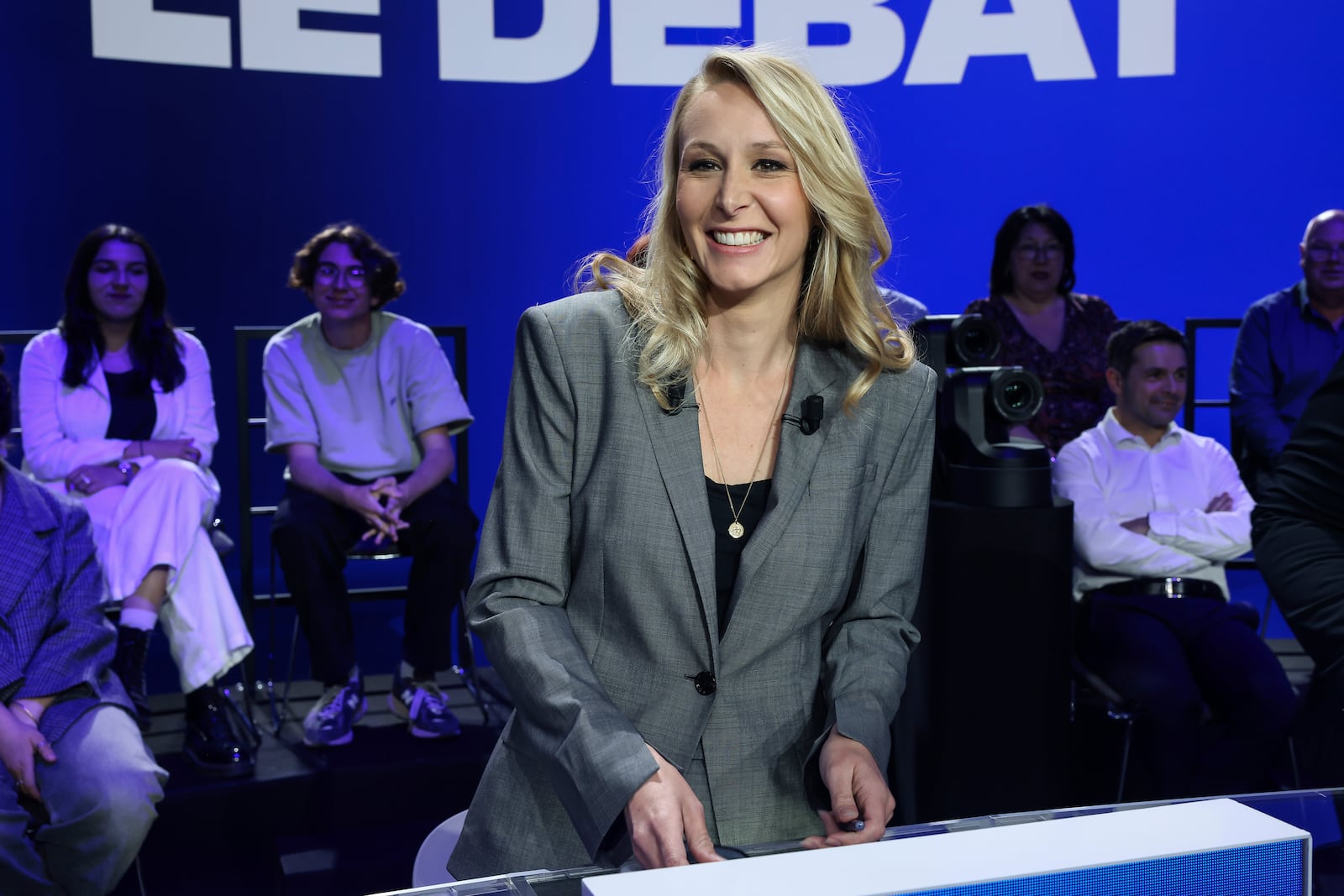 FILE - Candidate for the upcoming European elections Marion Marechal, of the far-right Reconquete party, poses before a debate with other party leaders, May 27, 2024 in Paris. (AP Photo/Thomas Padilla, File)