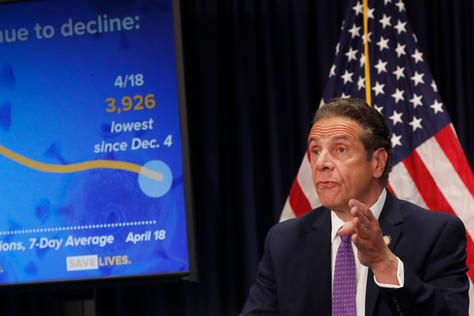 FILE - Gov. Andrew Cuomo speaks during a news conference in New York on Monday, April 19, 2021. (Shannon Stapleton/Pool via AP, File)