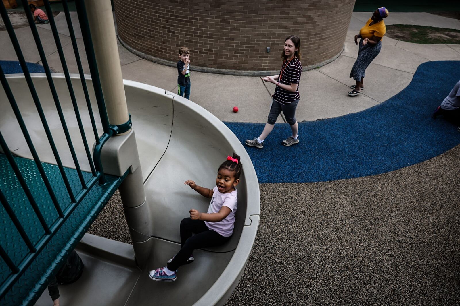 Children at Mini University at Sinclair Community College play at the school Wednesday April 5, 2023. JIM NOELKER/STAFF