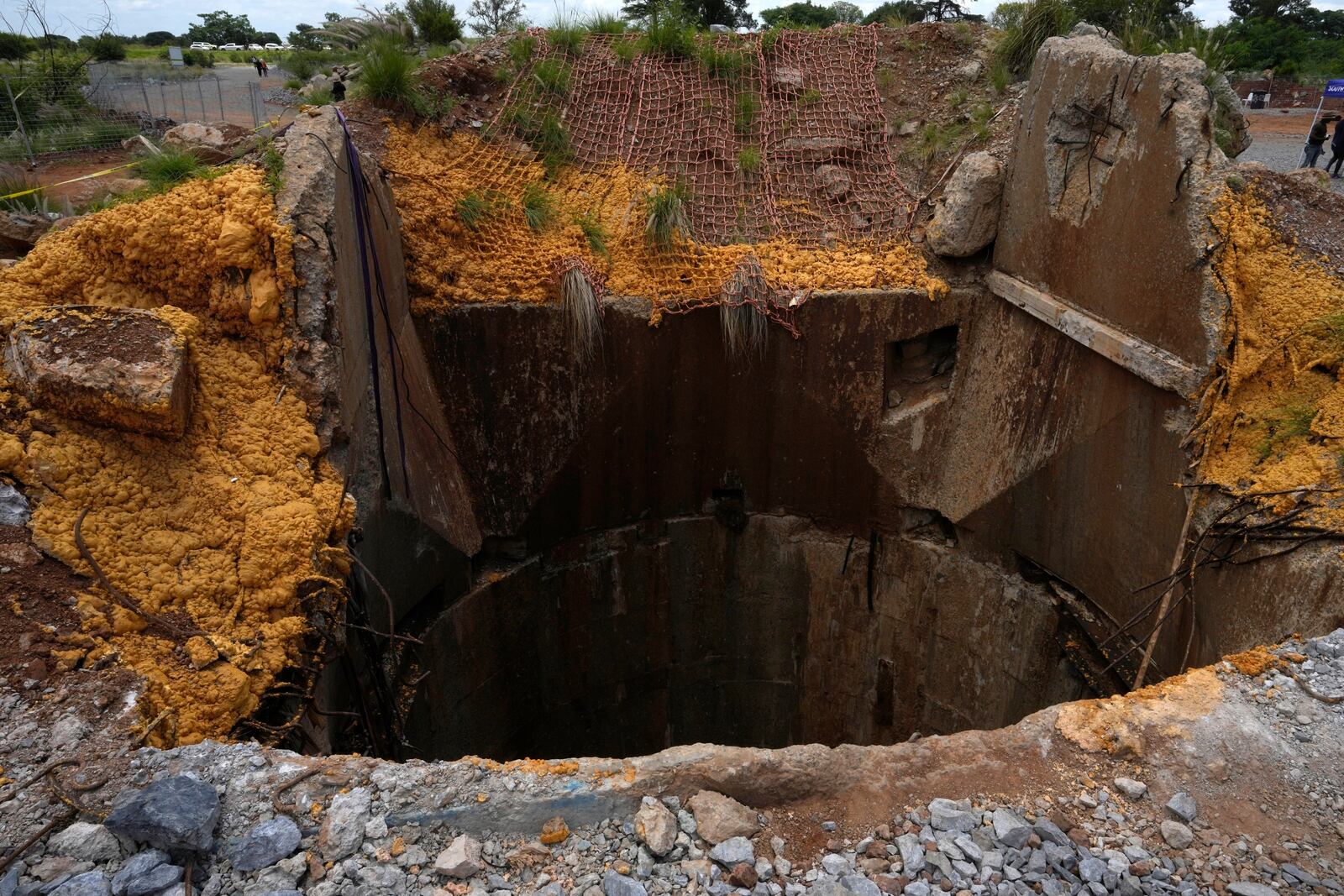 An abandoned gold mine, where miners were rescued from below ground, in Stilfontein, South Africa, Thursday, Jan. 16, 2025. (AP Photo/Themba Hadebe)