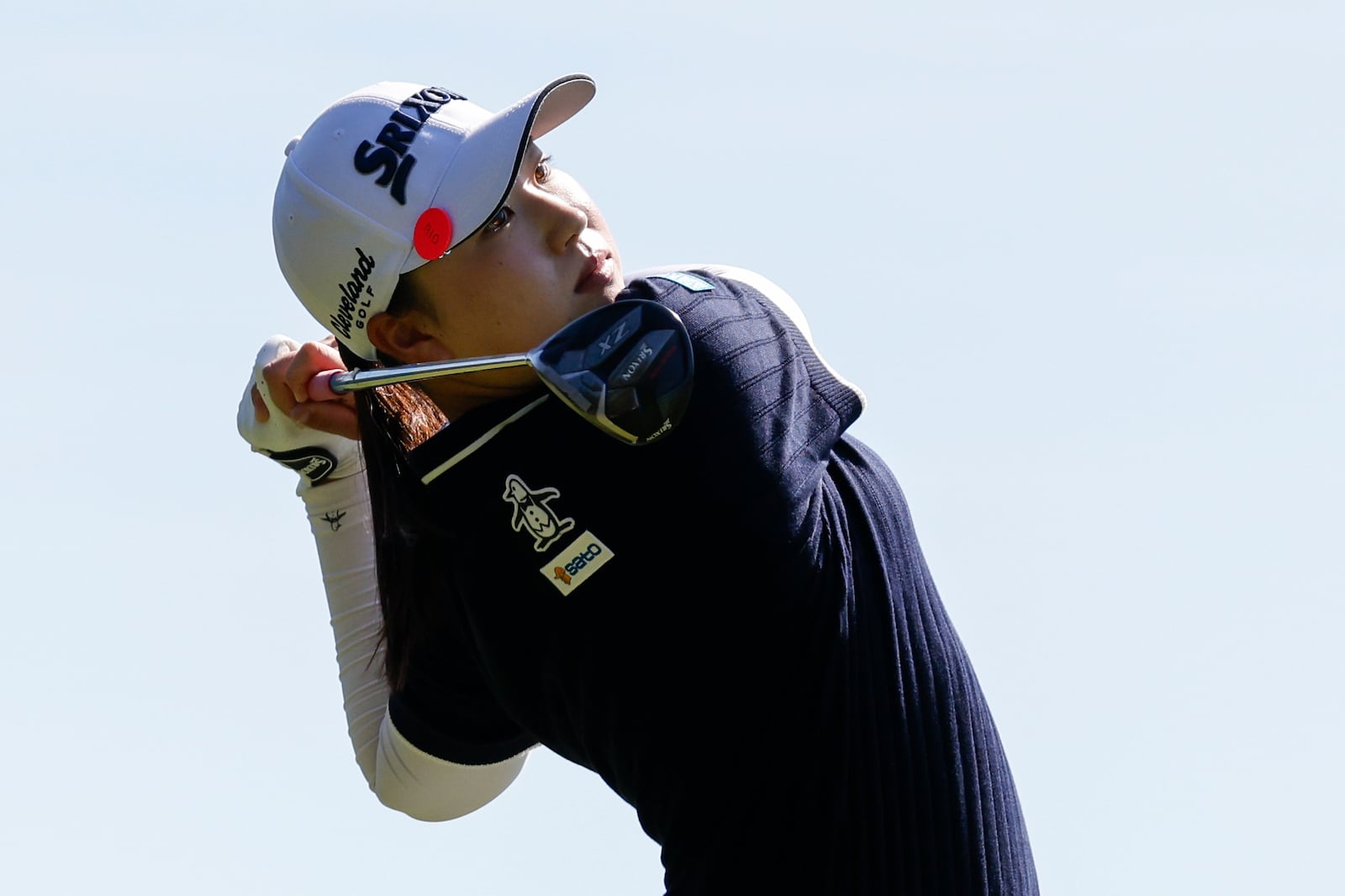 Rio Takeda hits a ninth-hole fairway shot during the first round of the Hilton Grand Vacations Tournament of Champions LPGA golf tournament in Orlando, Fla., Thursday, Jan. 30, 2025. (AP Photo/Kevin Kolczynski)