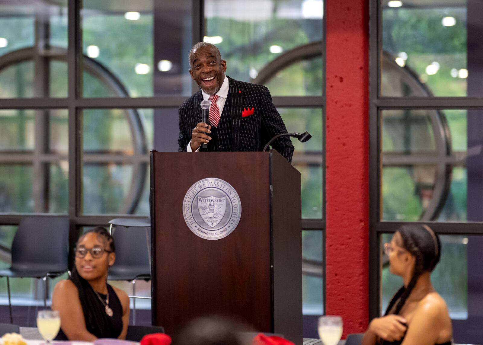 Wittenberg hosted the 58th Annual Awards Upward Bound Banquet on Friday, July 12. This event featured guest speakers Cierra Kenerly, a 2016 graduate of Shawnee High School, and Bradley Cobb (pictured), a 1981 graduate of North High School in Springfield. Both speakers are graduates of the Upward Bound program. Contributed