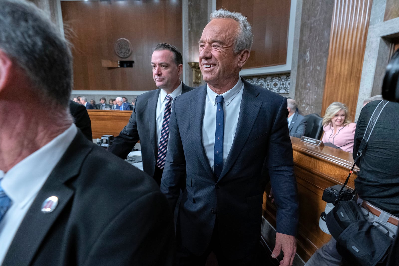 Robert F. Kennedy Jr., President Donald Trump's choice to be the Secretary of Health and Human Services, arrives to testify before the Senate Finance Committee during his confirmation hearing, at the Capitol in Washington, Wednesday, Jan. 29, 2025. (AP Photo/Jose Luis Magana)