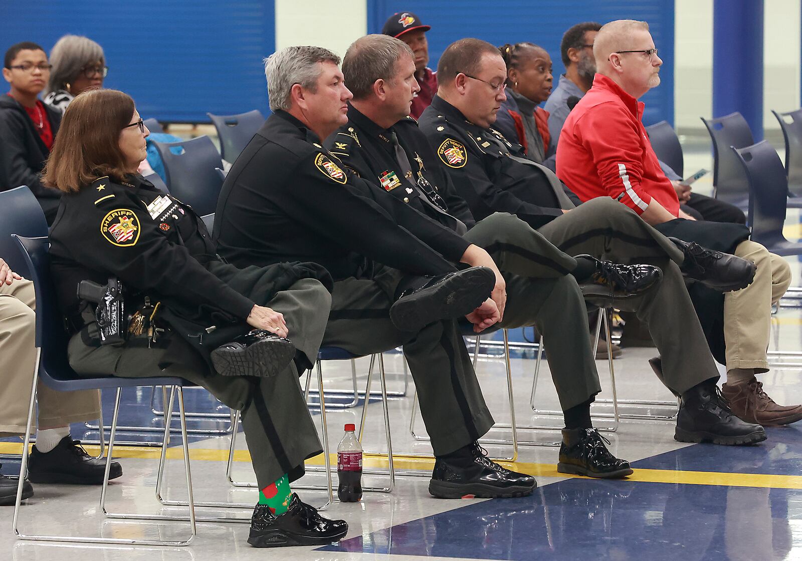 Clark County Sheriff Deb Burchett, left, and her officers were in attendance at a youth summit on gun violence Thursday, Dec. 8, 2022 at Springfield High School. The Summit was a partnership between the Springfield NAACP and the Springfield School District. The "Your Voice Youth Summit" was a teen-led coversation about gun violence, its impact and how th keep peace in the community. BILL LACKEY/STAFF