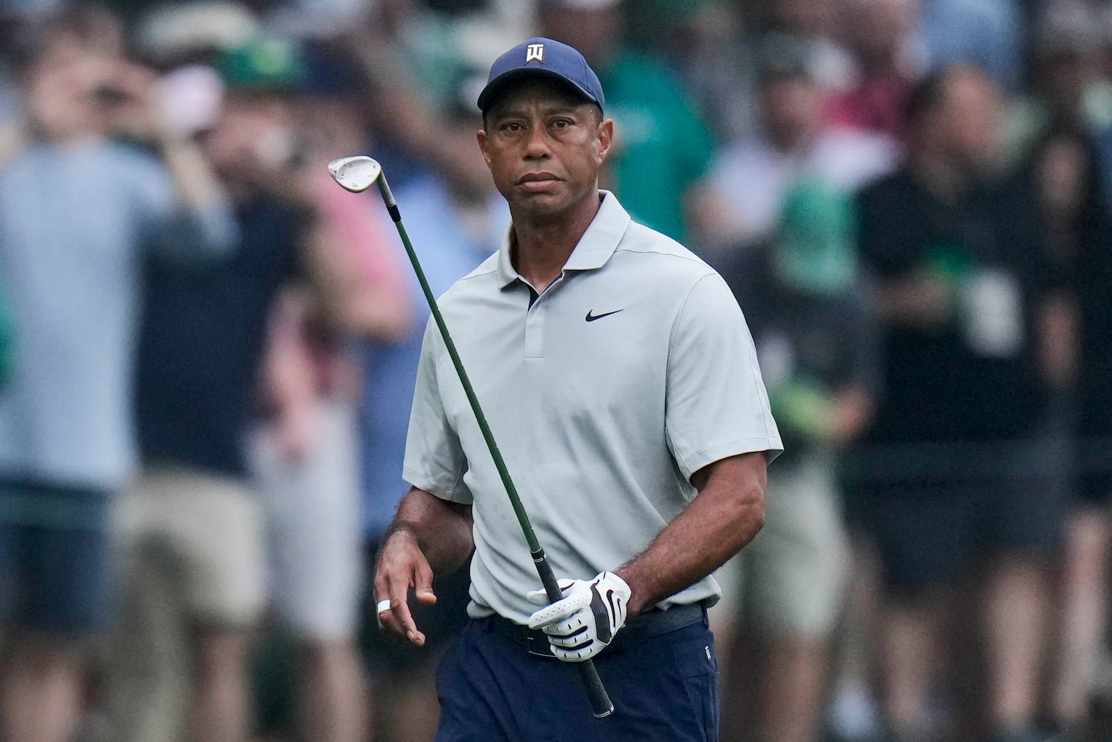 FILE - Tiger Woods walks to the first green during a practice for the Masters golf tournament at Augusta National Golf Club, Tuesday, April 4, 2023, in Augusta, Ga. (AP Photo/Jae C. Hong, File)