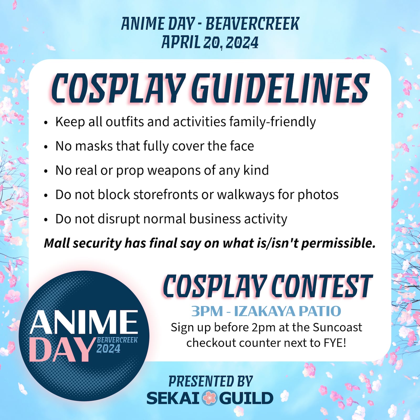 The rules of the Sekai Guild's 2024 Cosplay Contest