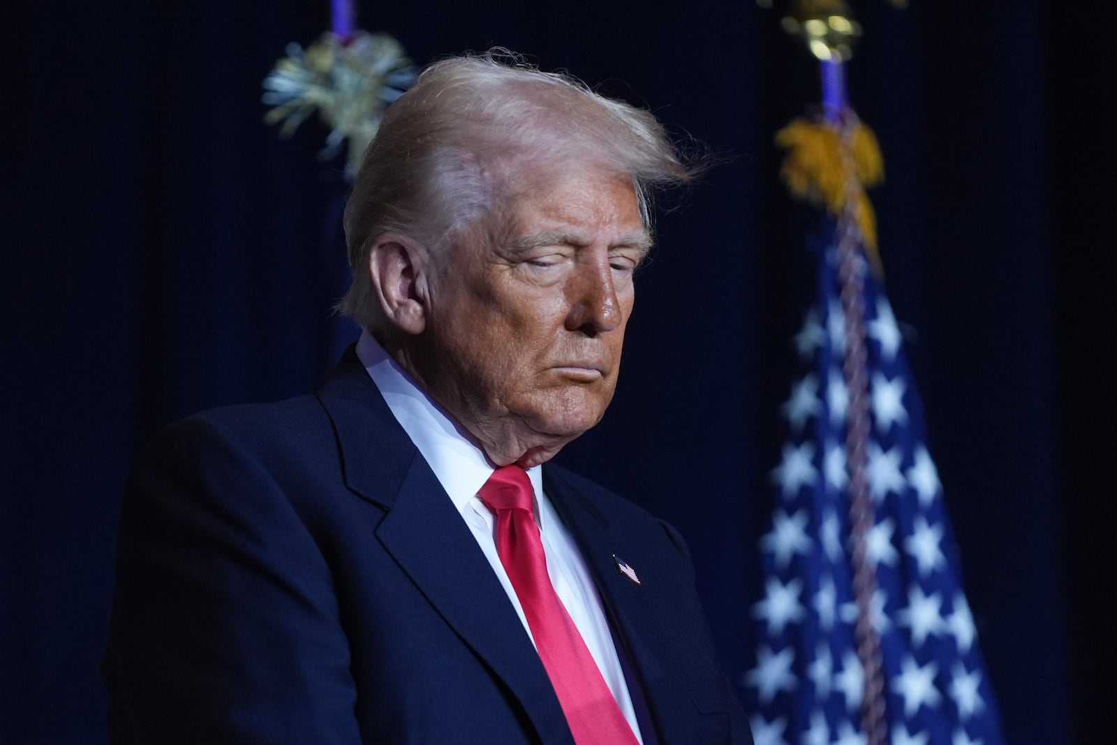 President Donald Trump attends the National Prayer Breakfast at Washington Hilton, Thursday, Feb. 6, 2025, in Washington. (AP Photo/Evan Vucci)