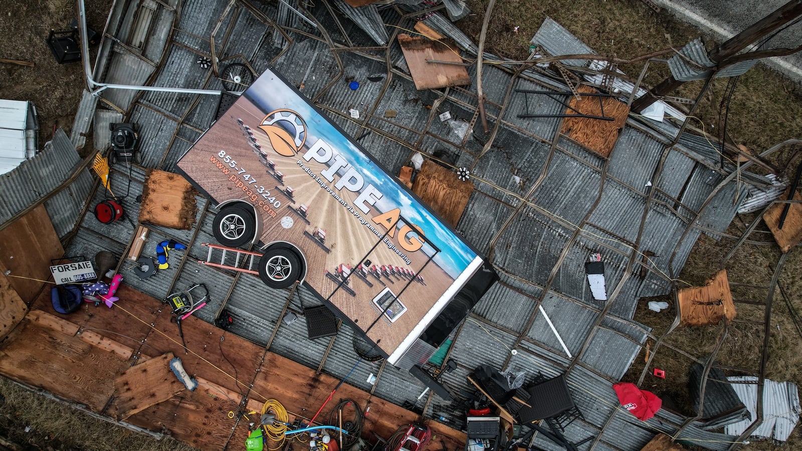 Strong winds damaged house on Ridge Road east of Springfield early Wednesday morning. Jim Noelker/Staff 