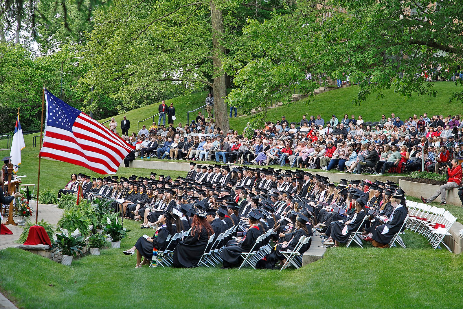 Approximately 280 graduates walked across the stage in Commencement Hollow to received their degrees during Wittenberg University's 174 Commencement Ceremony Saturday, May 11, 2024. BILL LACKEY/STAFF