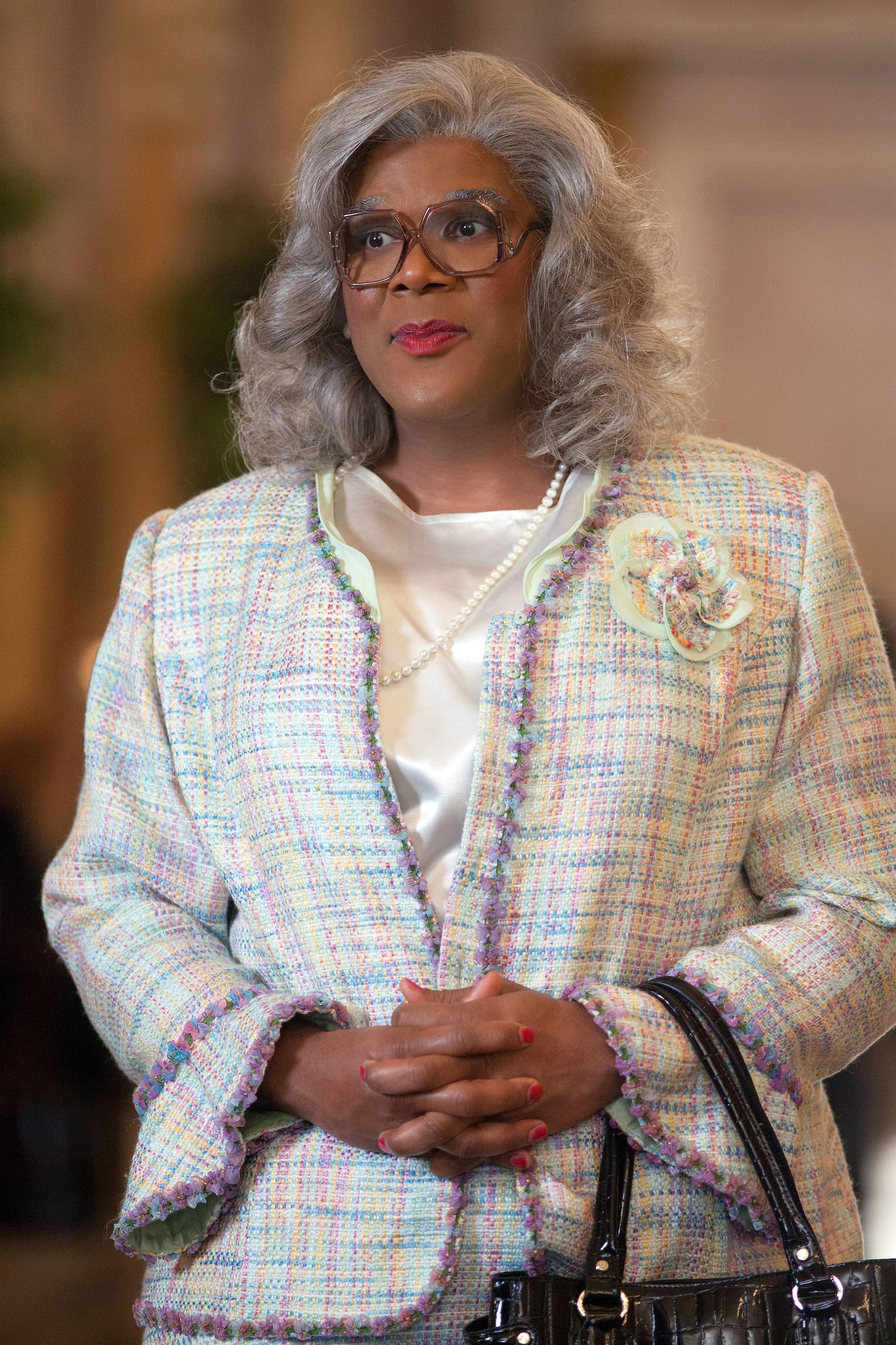 Tyler Perry as Madea in a scene from the 2012 motion picture "Madea's Witness Protection."