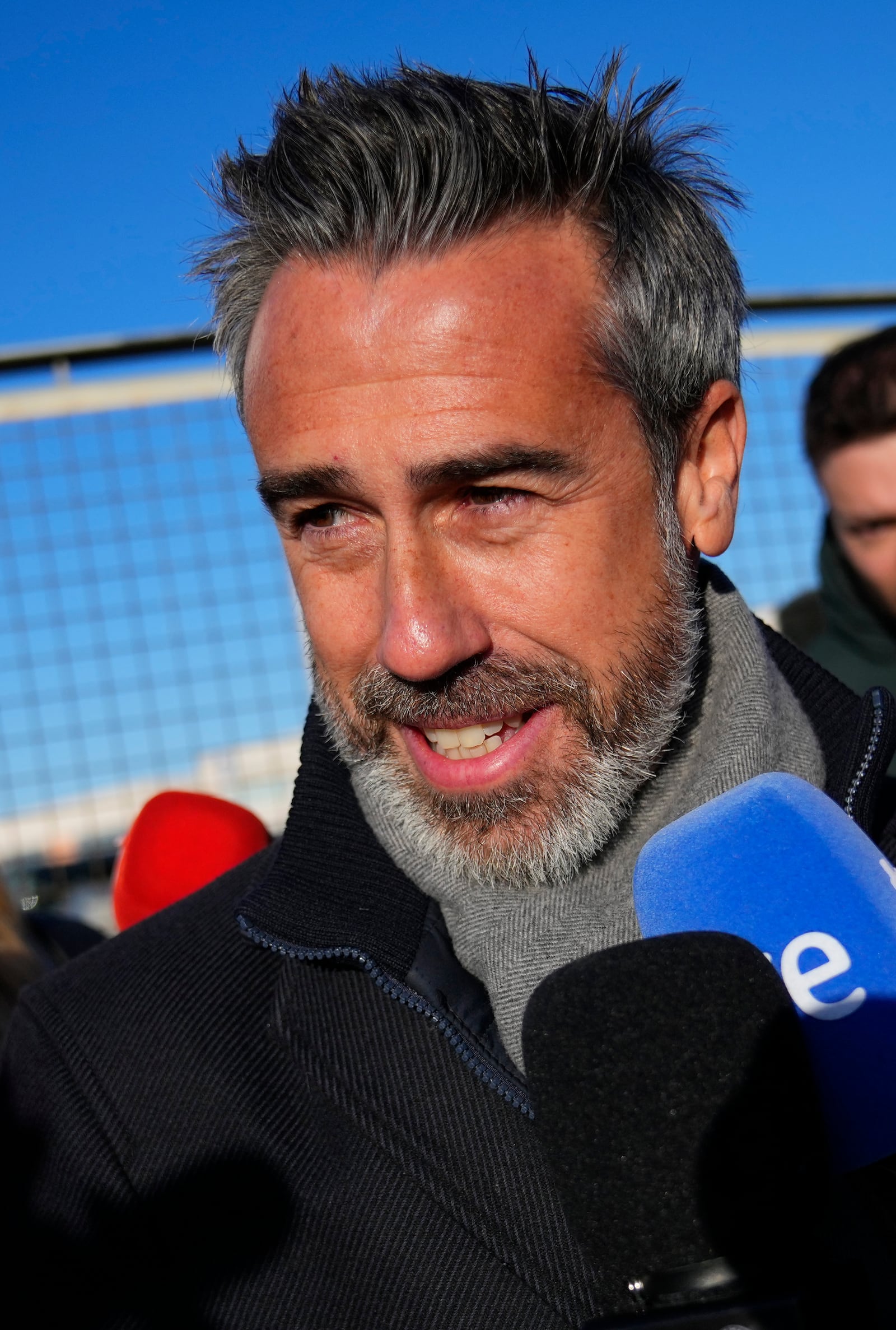 Former coach of the women's national soccer team Jorge Vilda arrives at a court on the outskirts of Madrid, Spain, Monday Feb. 3, 2025 to appear as a witness during the trial of former president of Spain's soccer federation Luis Rubiales for his unsolicited kiss on foreword Jenni Hermoso. (AP Photo/Manu Fernandez)