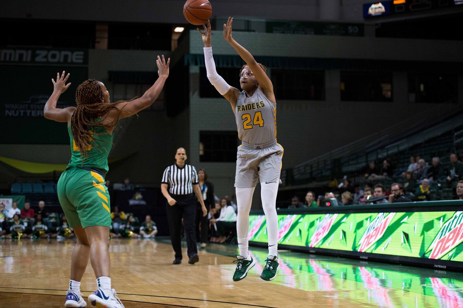 Wright State senior Michal Miller puts up a shot during an exhibition game vs. Kentucky State on Nov. 6, 2019, at the Nutter Center. Joseph Craven/WSU Athletics