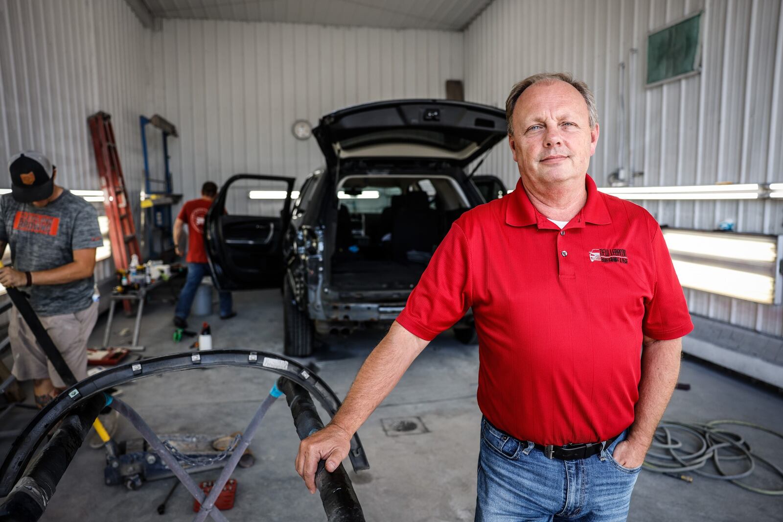 Dean Wright worked in the corporate world for 35 years, and instead of retiring, he bought New Lebanon Body, Frame and Tech. Jim Noelker/Staff