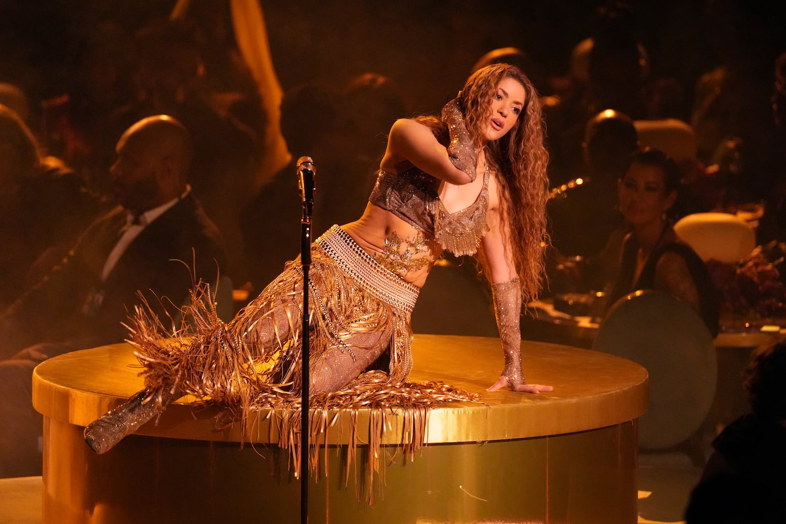 Shakira performs a medley during the 67th annual Grammy Awards on Sunday, Feb. 2, 2025, in Los Angeles. (AP Photo/Chris Pizzello)