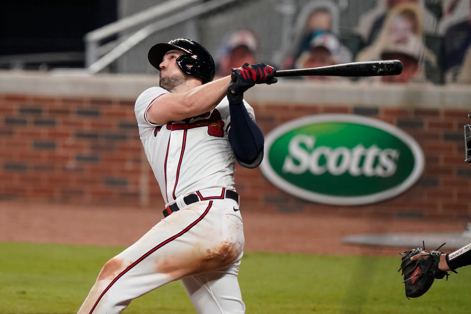 Atlanta Braves' Adam Duvall (23) hits a home run in the fifth inning of a baseball game against the Miami Marlins on Wednesday, Sept. 9, 2020, in Atlanta. (AP Photo/Brynn Anderson)