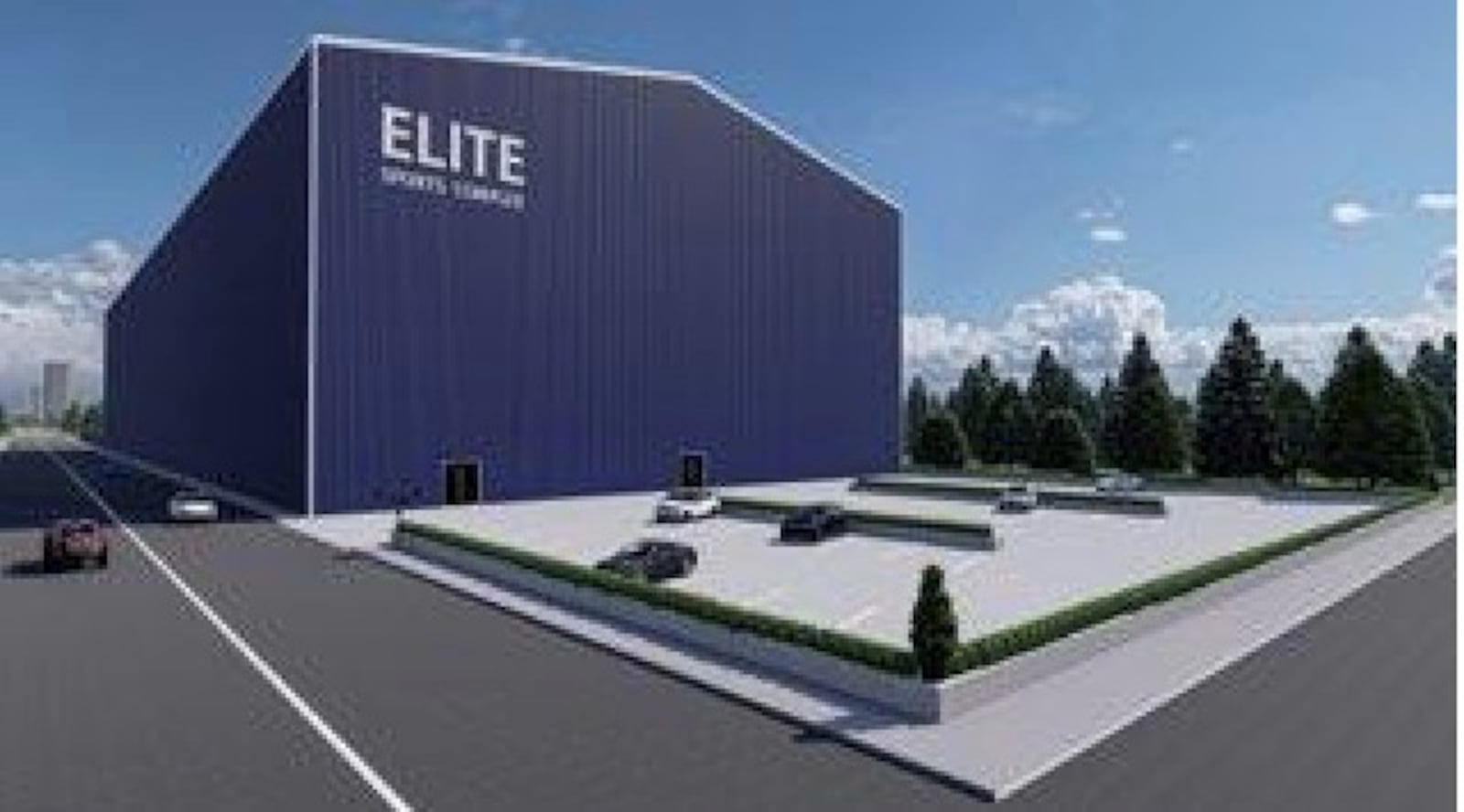 A digital rendering for a concept that would include a two-story facility that would have an indoor football field, basketball courts, fitness equipment as well as an area for boxing lessons. Submitted