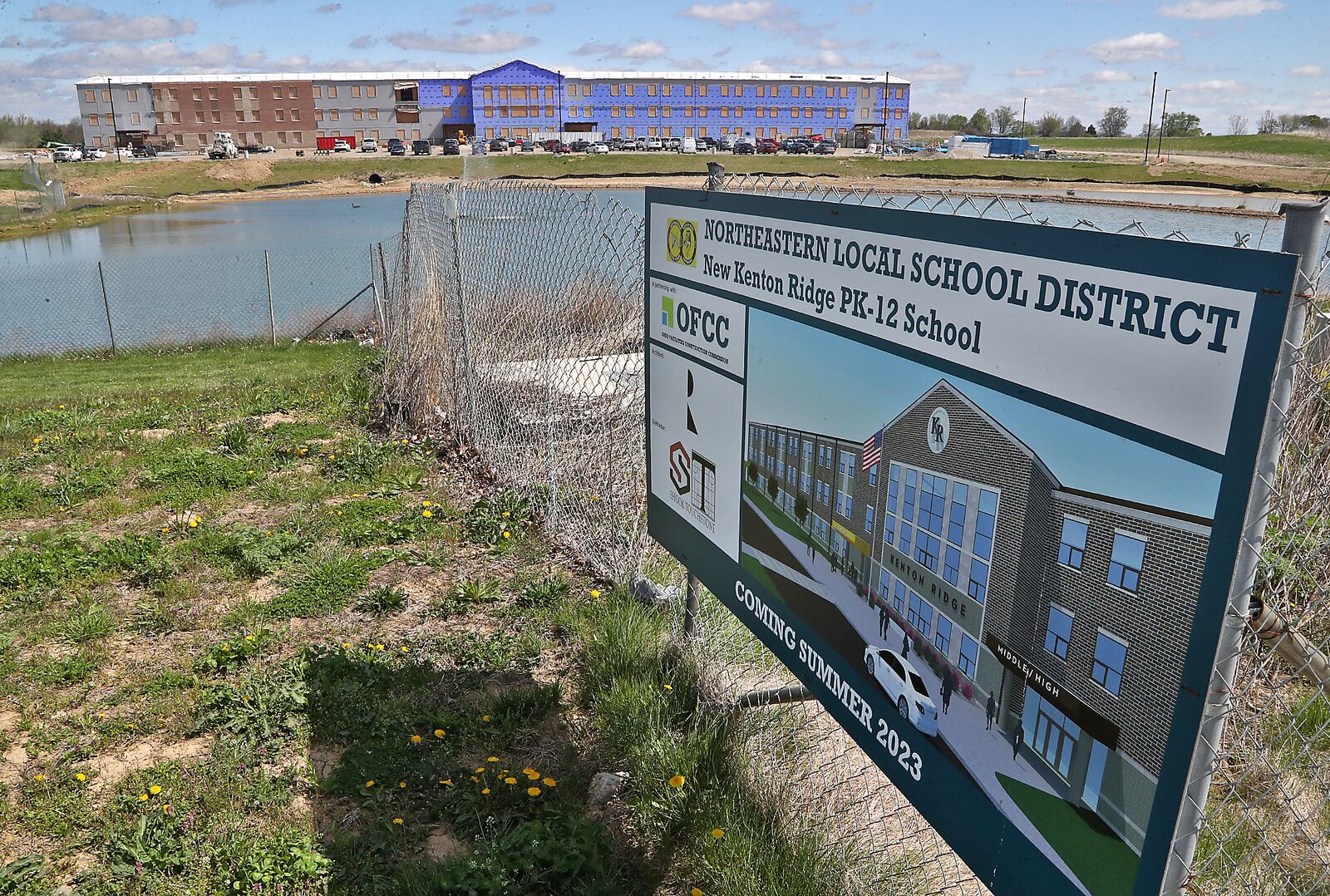 The new Kenton Ridge PK-12 School still under construction Monday, May 2, 2022 in North Ridge. BILL LACKEY/STAFF