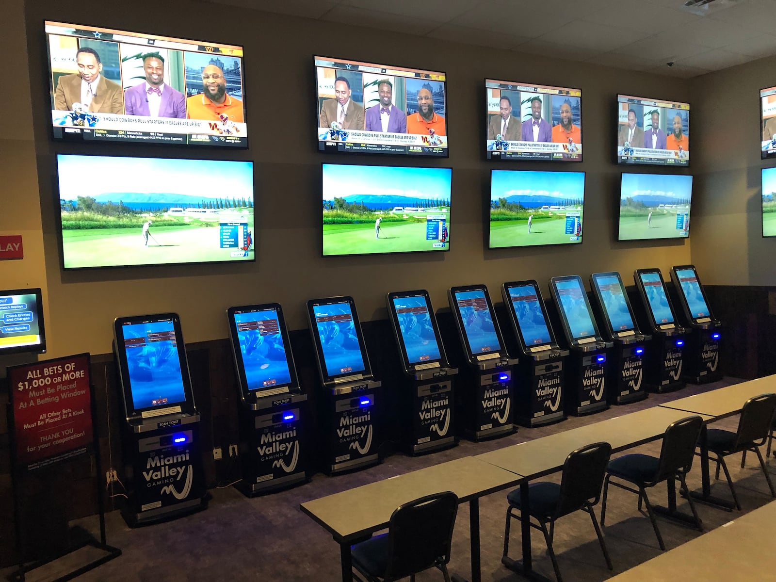 Miami Valley Gaming in Monroe offers kiosks and tellers in its sportsbook located in the horse racing simulcasting area. SUBMITTED PHOTO