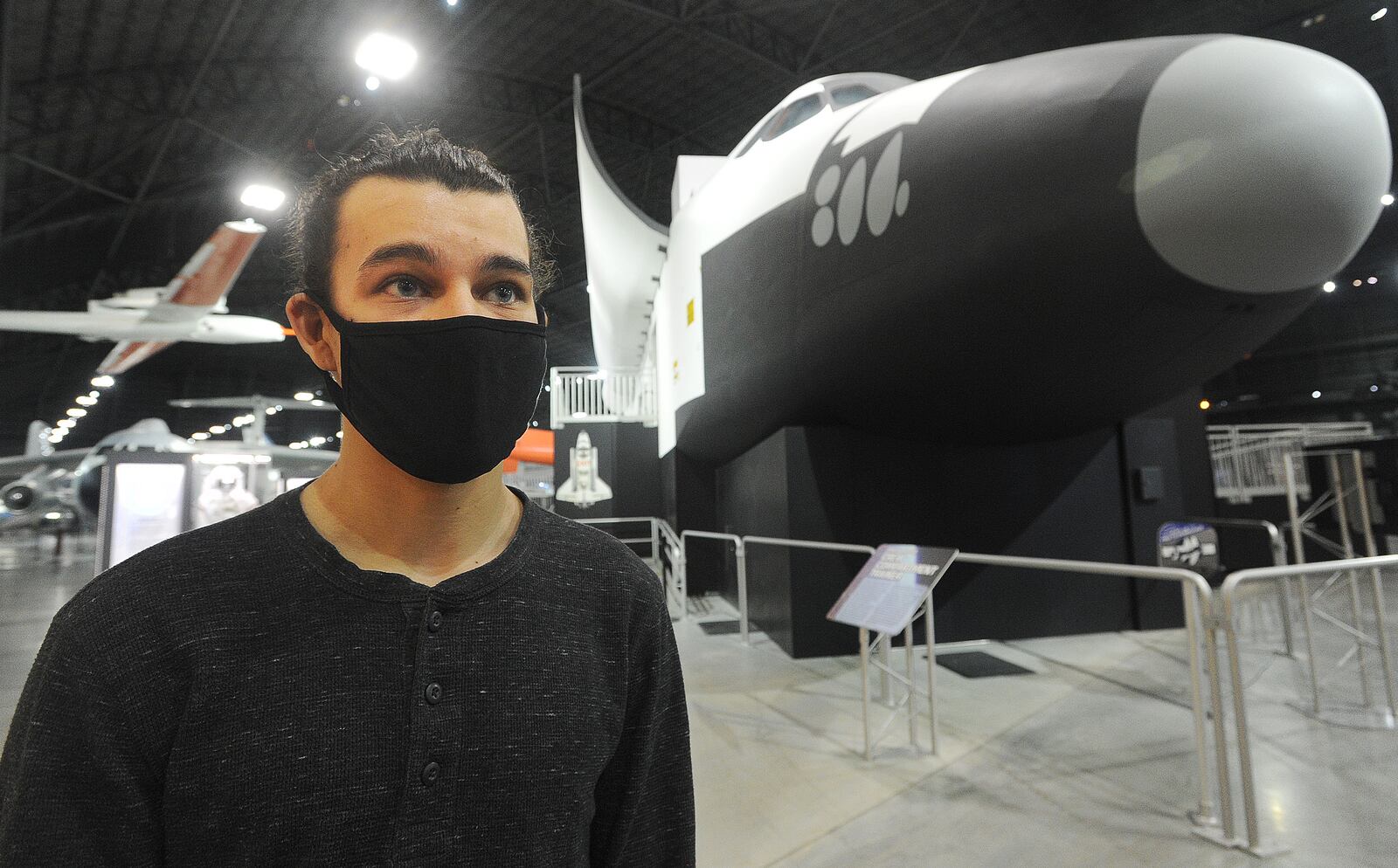 Trevor Bingle-Dewitt from Arcanum is the first local person to join the U.S. Space Force. Dewitt talked to the media at the National Museum of the Air Force Thursday, March 18, 2021. He will join about 4,300 other Guardians already in the Space Force. MARSHALL GORBY\STAFF