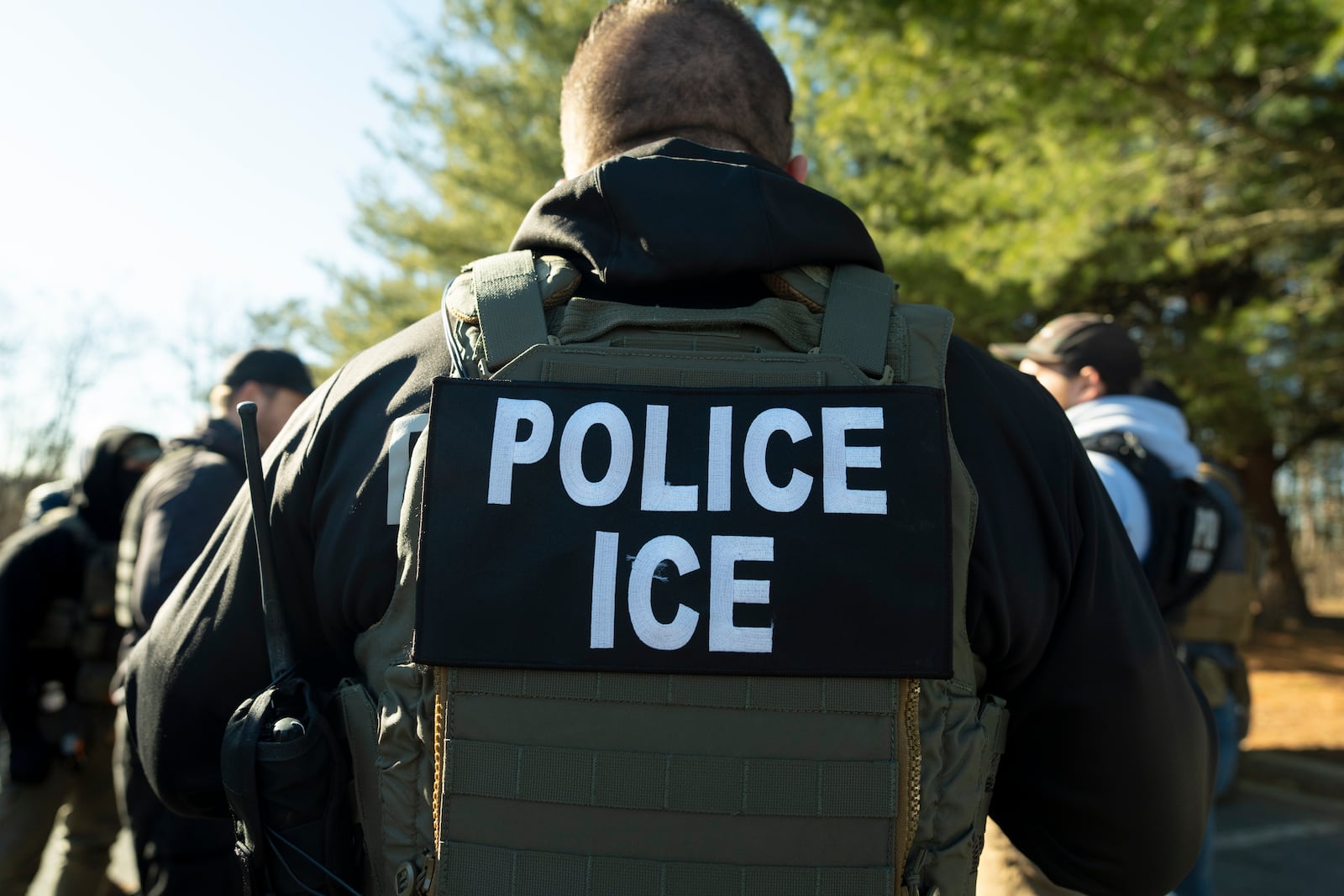 U.S. Immigration and Customs Enforcement Baltimore Field Officer director Matt Elliston listens during a briefing, Monday, Jan. 27, 2025, in Silver Spring, Md. (AP Photo/Alex Brandon)