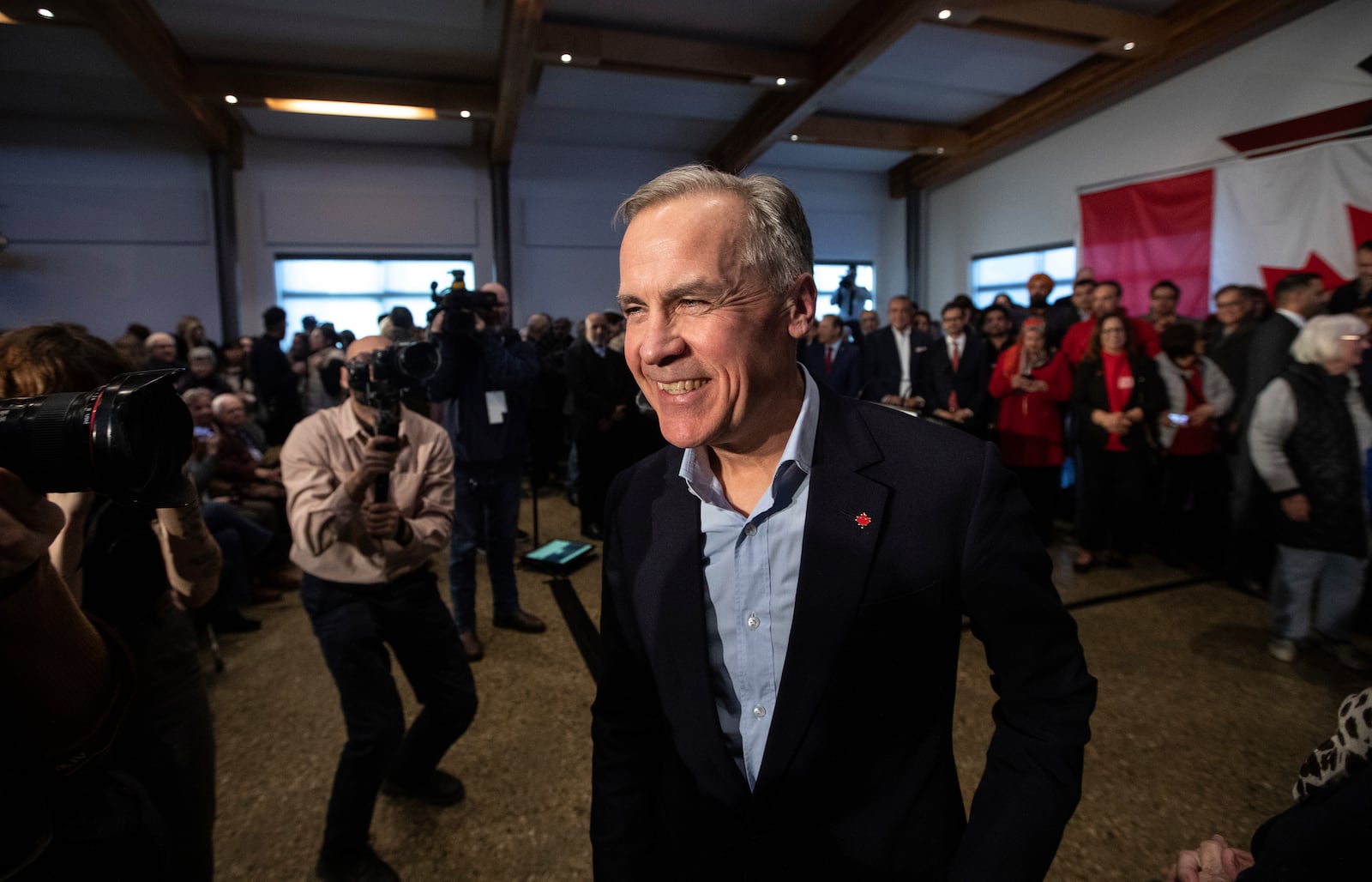 Mark Carneytalks to his supporters during his Liberal leadership campaign launch in Edmonton, on Thursday Jan. 16, 2025. (Jason Franson/The Canadian Press via AP)