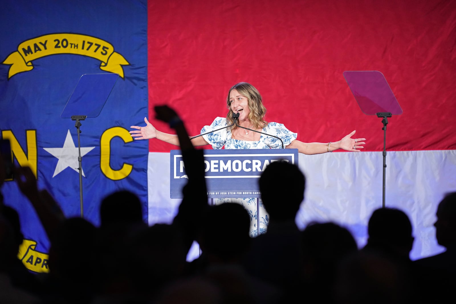 FILE - Anderson Clayton, the chair of the North Carolina Democratic Party, speaks during an election night watch party for Democratic North Carolina gubernatorial candidate Attorney General Josh Stein, Nov. 5, 2024, in Raleigh, N.C. (AP Photo/Grant Halverson, File)