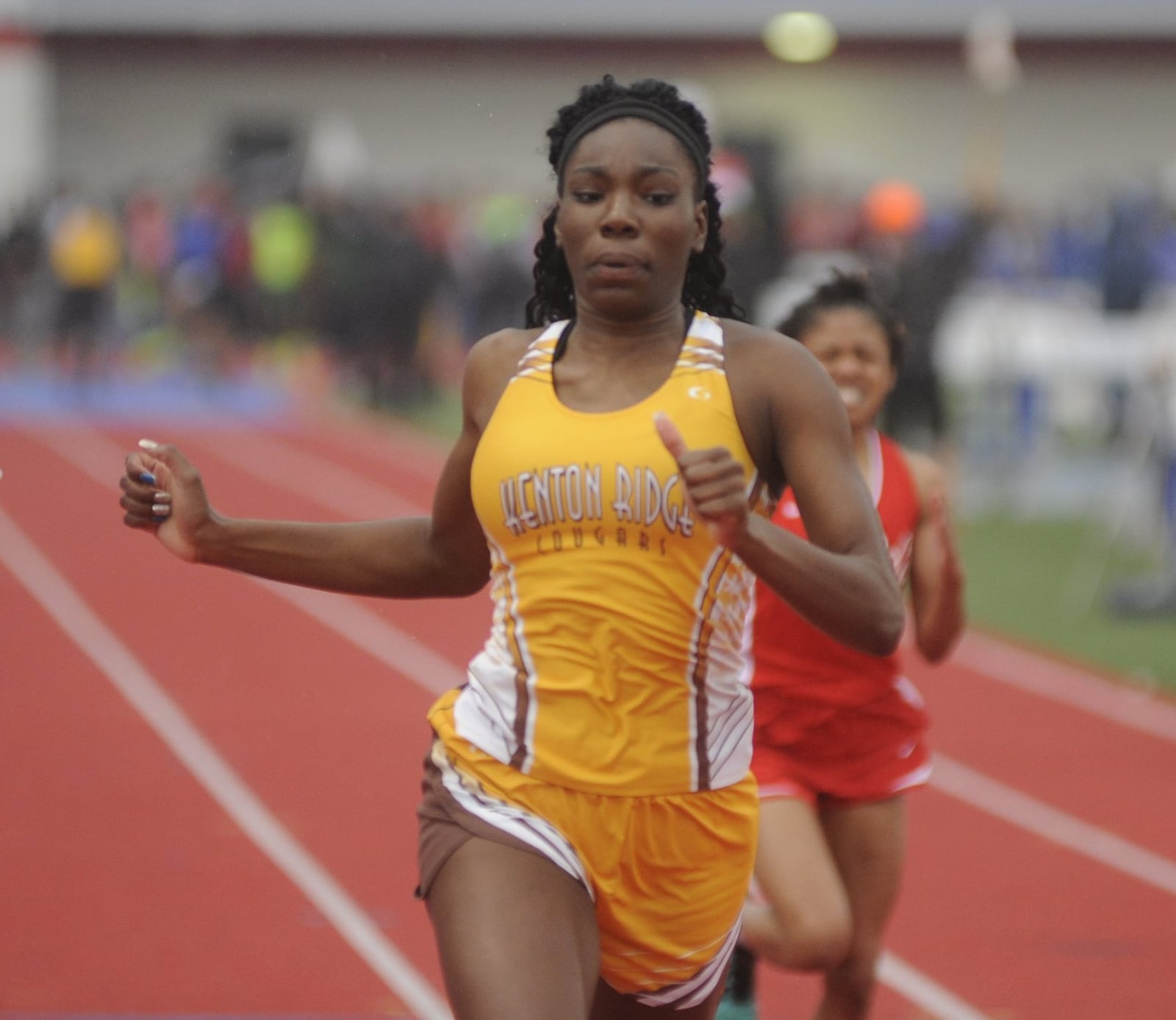 Kenton Ridge senior Jamari McDavid is competing in the 100, 200, 400 semifinals during the D-II regional track and field meet at Piqua’s Alexander Stadium on Thursday, May 25, 2017. MARC PENDLETON / STAFF