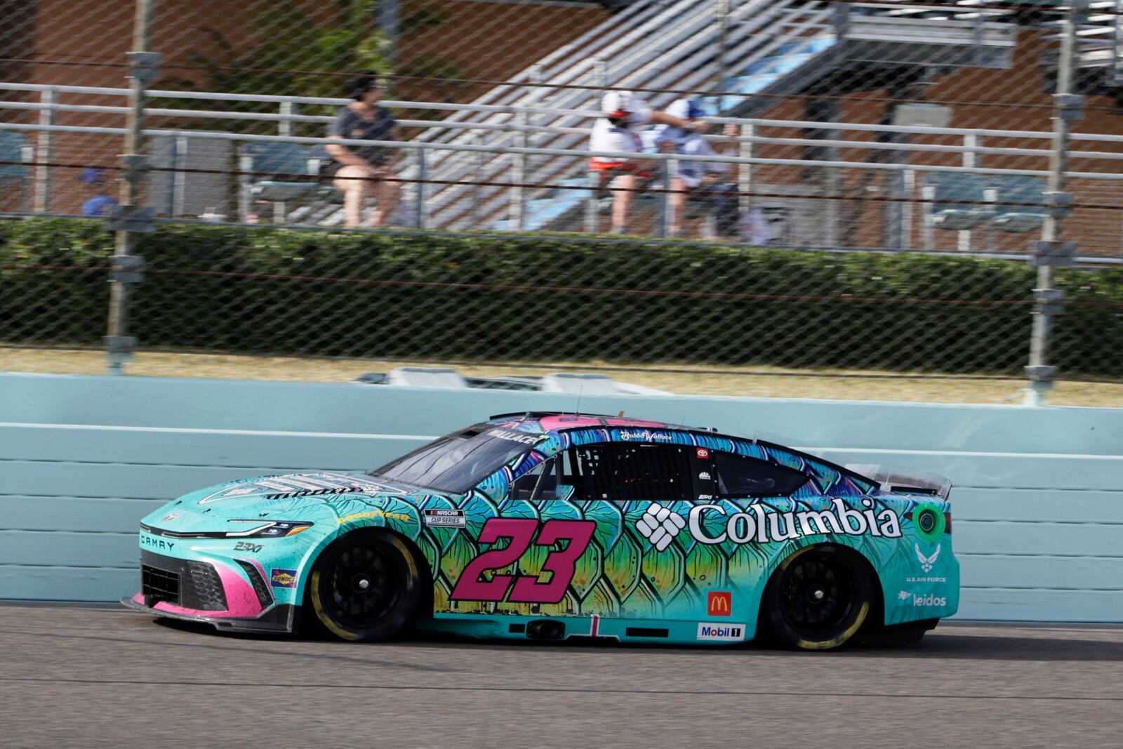 Bubba Wallace drives during a NASCAR Cup Series auto race at Homestead-Miami Speedway in Homestead, Fla., Sunday, March 23, 2025. (AP Photo/Terry Renna)