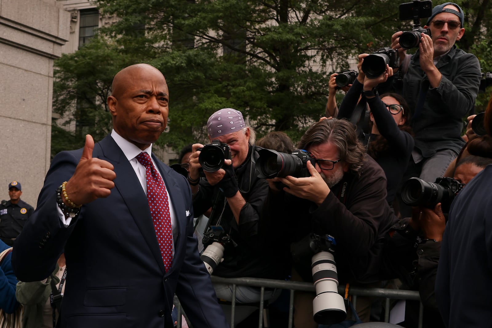 FILE - New York City mayor Eric Adams departs Manhattan federal court after an appearance, Friday, Sept. 27, 2024, in New York. (AP Photo/Yuki Iwamura, File)