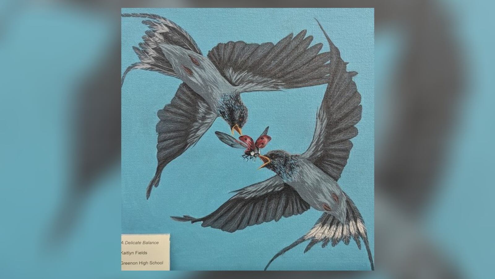 Greenon Local School District senior Kaity Fields placed second in the Congressional Art Show for her acrylic painting, “A Delicate Balance.” Contributed