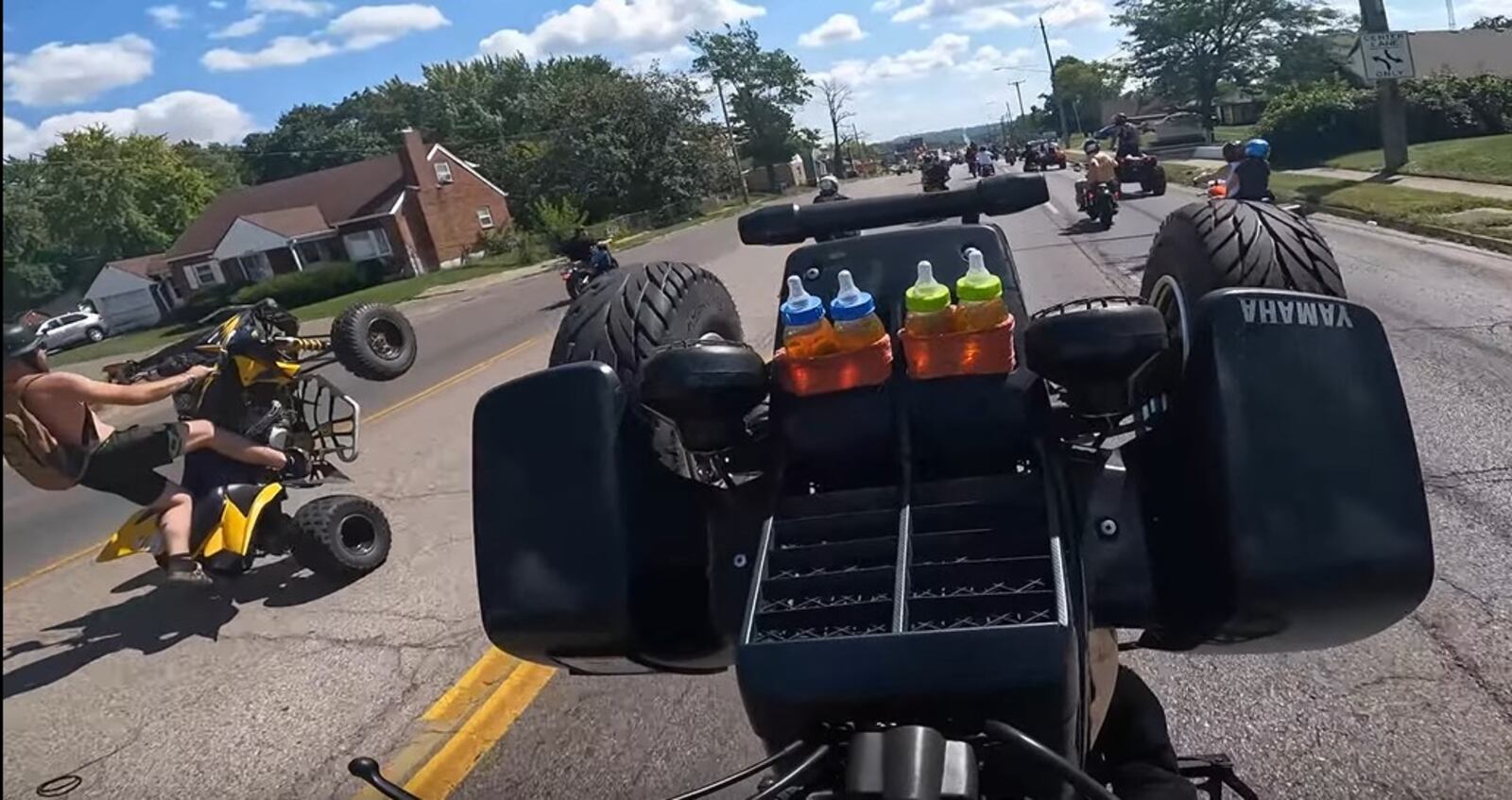 A large pack of ATVS, dirt bikes and motorcycles drove all over Dayton and some other local communities on Sept. 3, 2023. This is an image taken from a YouTube video uploaded by one of the ATV riders. CONTRIBUTED