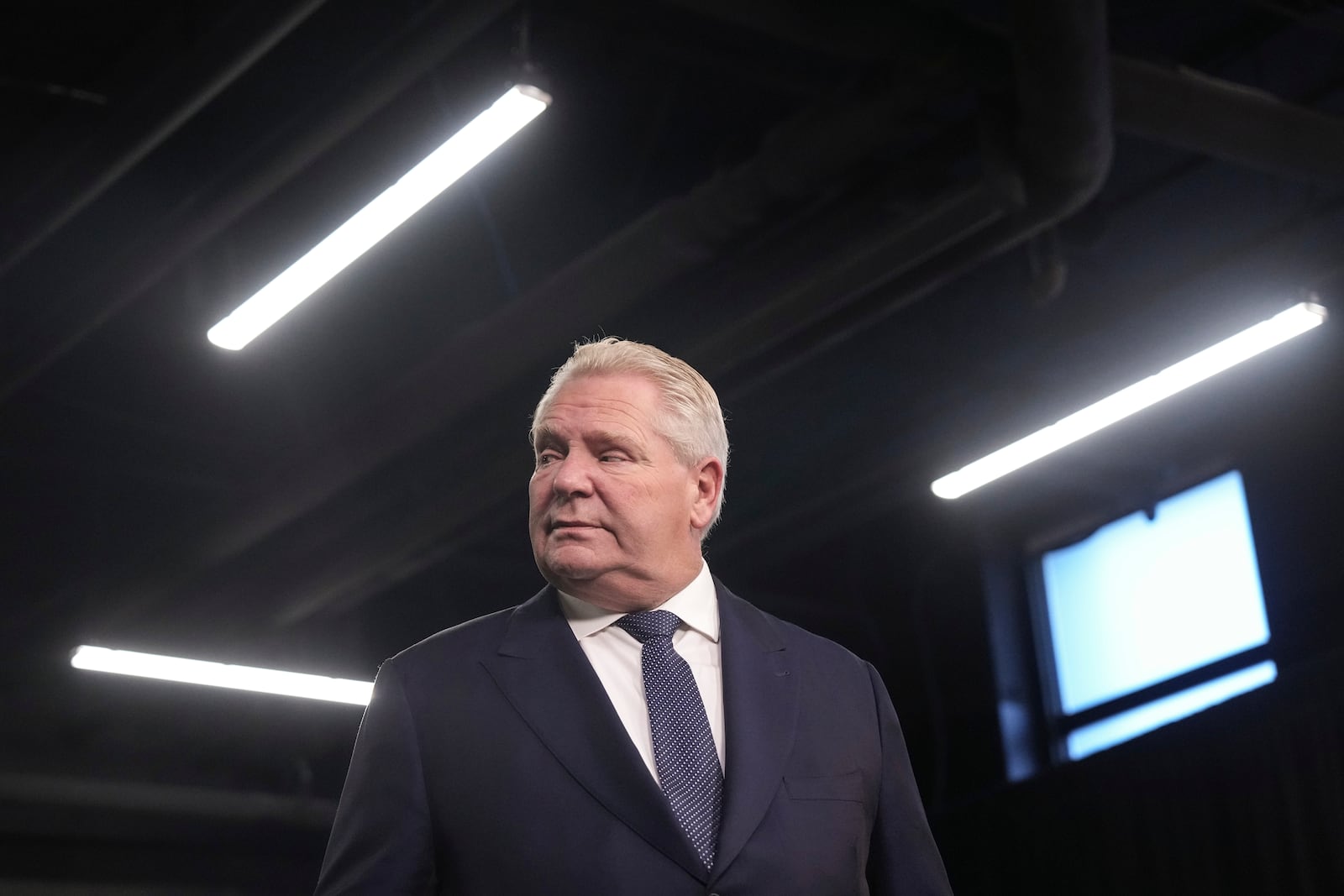 Ontario Premier Doug Ford attends a news conference at Queen's Park Legislature in Toronto on Thursday Dec. 12, 2024. (Chris Young/The Canadian Press via AP)